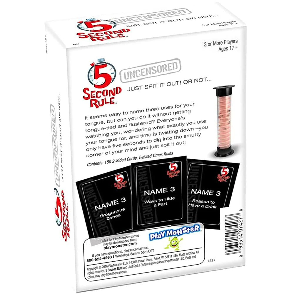 5 Second Rule Uncensored Card Game - Just Spit It Out! Or Not