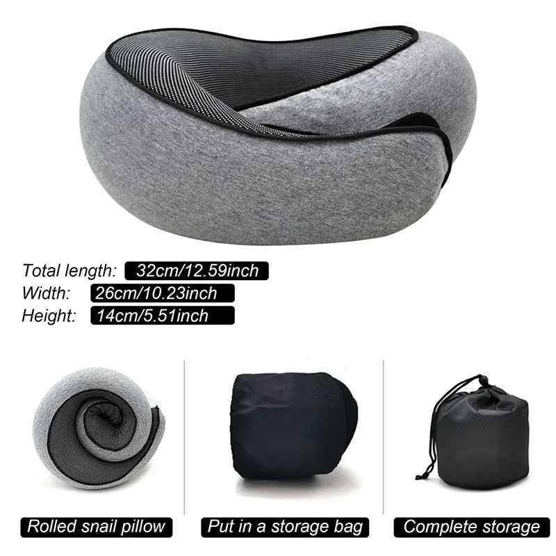 Travel Neck Pillow – Snail Style Memory Foam U-Shaped Pillow